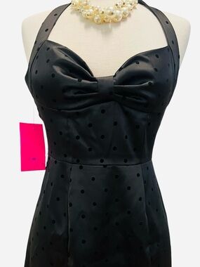 My Michelle Black Polka Dot Backless Halter Dress
